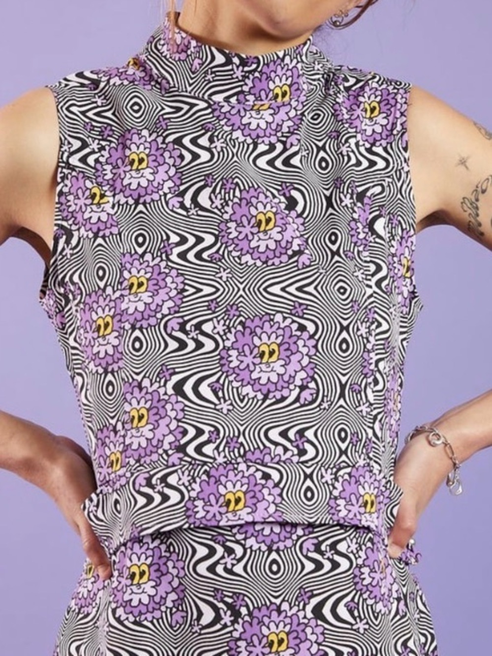 Nooworks Size 5XL Airliner Sleeveless Retro Mini Dress Haze Print Rare Print